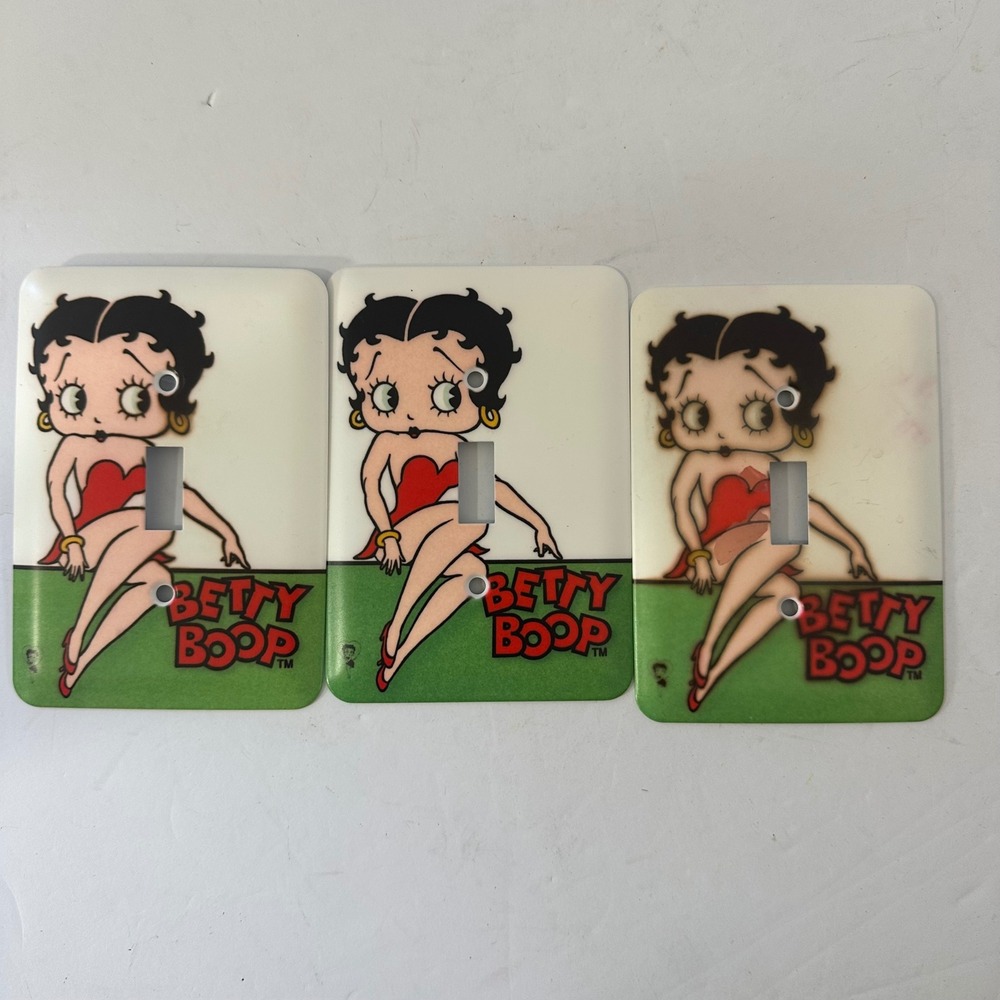 Vintage Betty Boop Light Switch Covers Set of 3 Single Toggle Wall Plates 1997